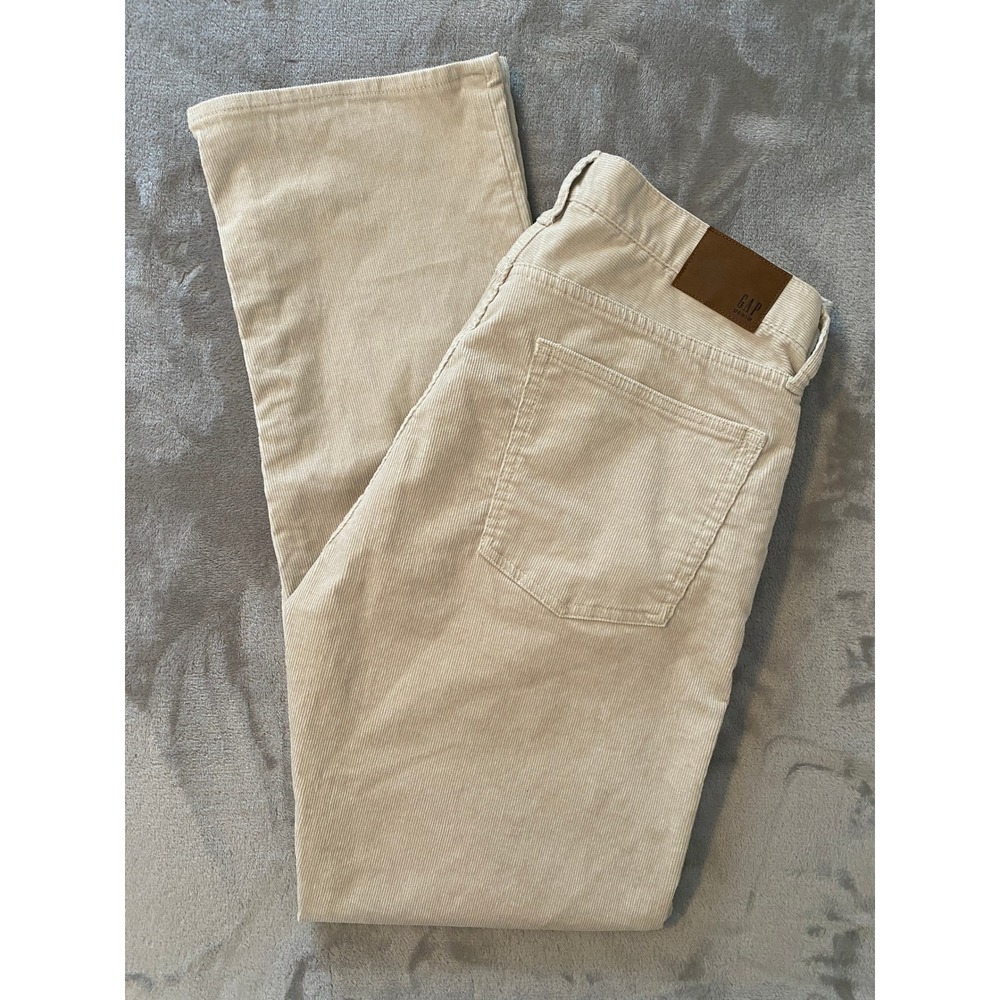 Gap 1969 Corduroy Pants 32x32 Khaki Beige Straight Leg Stretch Preppy Academia